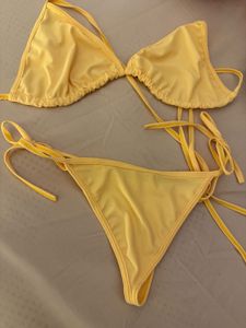 Bikini Set With Thong In Yellow