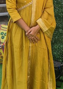 Elegant Mustard Anarkali Dress