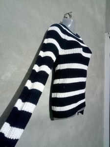 Striped Knit Pullover Sweater