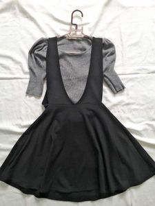 Grey Ribbed Fitted Top