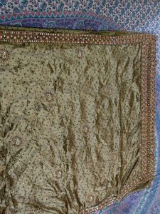 Elegant Green-Golden Saree