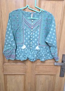 Elegant Green short peplum Kurti