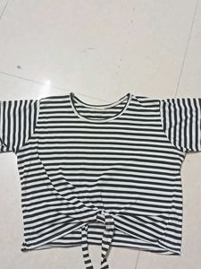 Striped Tie-Front Top