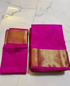 Sale!!! Pink Tussar Silk Saree. Offer!!