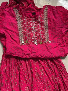 Pink Embroidered Kurta Sharara Set