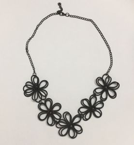 Floral Metal Oxidised Twisted Wire Spring Statement Necklace