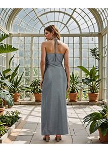 Elegant Silver Maxi Dress