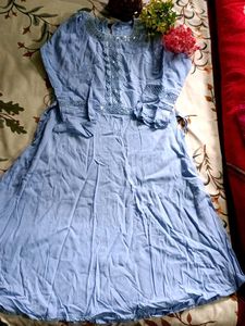 Light Blue Embroidered Dress