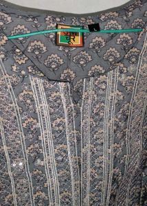 Gray Printed Kurti Set