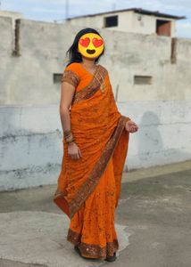 KUNDAN WORK Saree With Blouse