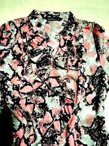 Snakeskin Print Ruffled Top.