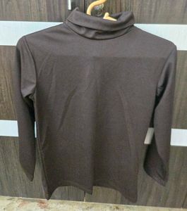 Combo Brown And Beige Turtleneck Long Sleeve Top