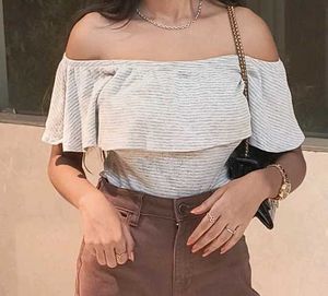 Off Shoulder Grey top
