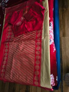 Pink &amp; Gold Silk saree with blouse