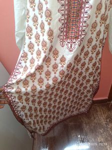 Xxl Branded Elegant White Printed Kurta