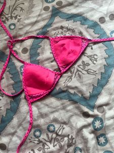 Pink Polka Dot Bikini Top