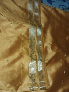 Golden Saree with Floral Border