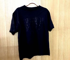 Unique Grey Embossed Text T-Shirt