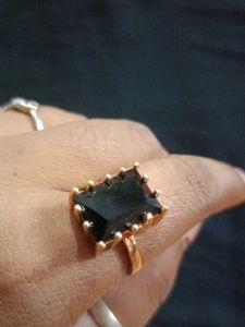Golden Ring With Black Diamond Stone