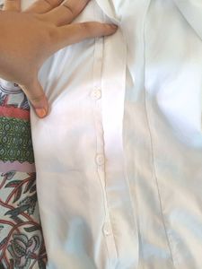New Cotton Silk Off White Formal Shirt For Women