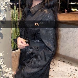 Self Print Black Silk Dress !!