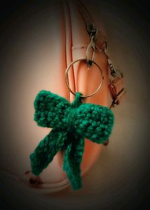 Handmade Teal Crochet Bow Keychain