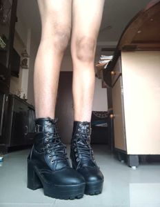 Black Heeled Laced Boots