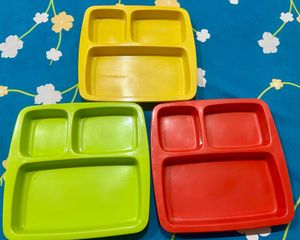 Colourful Melamine 3 compartment Plates