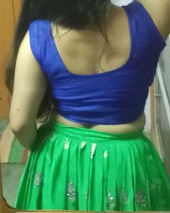 Parrot Green And Blue Lehenga Choli With Dupatta