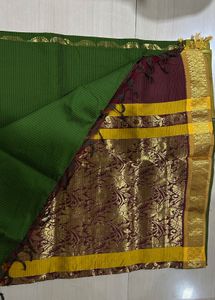 Green &amp; Maroon Gold Cotton Saree