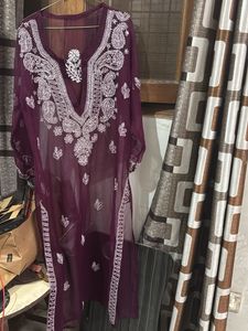 Purple Chikankari Kurti