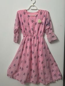 Pink Floral Print Fit &amp; Flare Dress