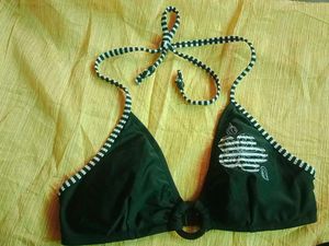 Black &amp; White Striped Swimsuit