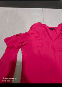 Pink Ruffle Cold Shoulder Top