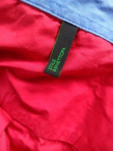 Red Shirt with Blue Accents