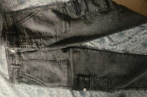 Gray Denim Cargo Pants
