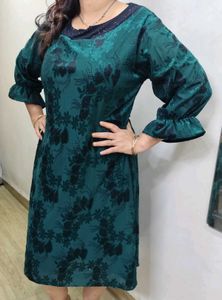 Emerald Bottle Green Floral Dress