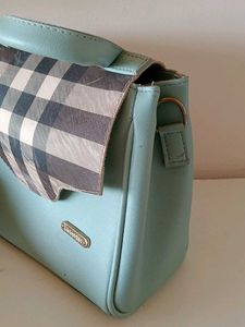Pastel Blue Plaid Top Handle Bag