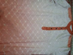 Peach &amp; White Kurta Set