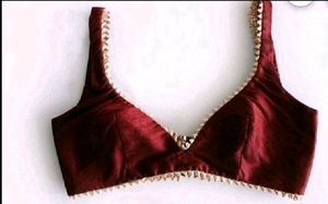 Non Padded  Blouse With Gota Patti Lace Deep Neck