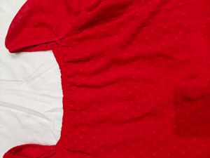 Red Sweetheart Neck Top For Women