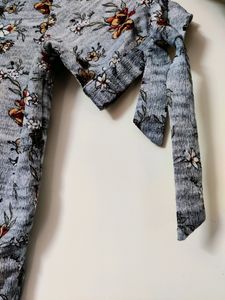 Grey Floral Casual Top