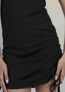 Black Drawstring Mini Dress