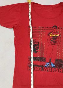 Unisex Red Round neck T-shirts