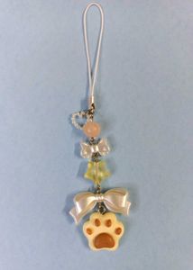 Trendy Handmade Cat Paw Phone Charm with Bow