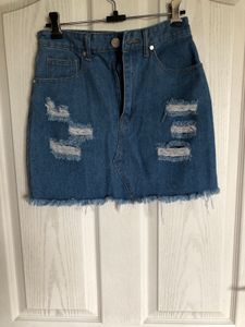 Denim Skirt Distressed