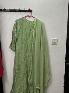 Green Embroidered Kurta Set