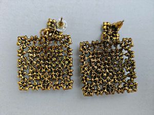 Statement Earrings - Green &amp; Bronze