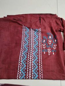 Maroon Embroidered Kurta