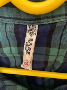 BARE DENIM Blue Checked Cotton Shirt
